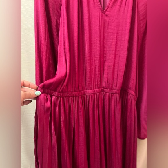 🔴 Simply Vera pink pleated belted long sleeve midi dress size Xxl - Picture 5 of 8